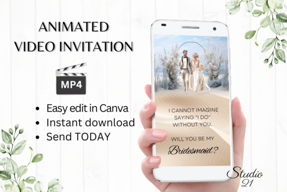 Beach Bridesmaid Proposal W3806M: A Modern Script for Coastal Charm