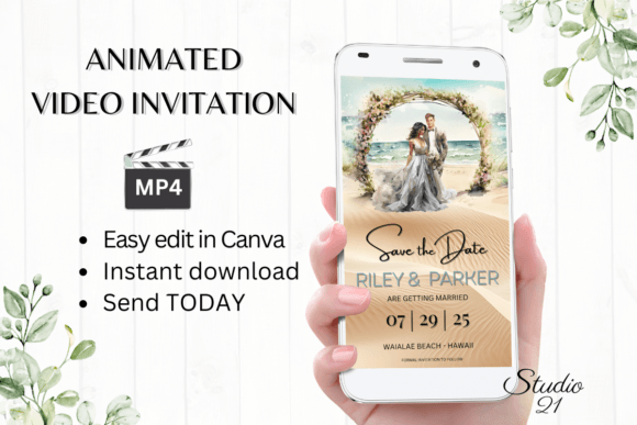 Beach Save the Date Invite W2805: Effortless Coastal Elegance