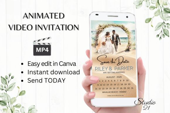 Beach Wedding Save the Date W2804B: Effortless Elegance for Your Digital Invites