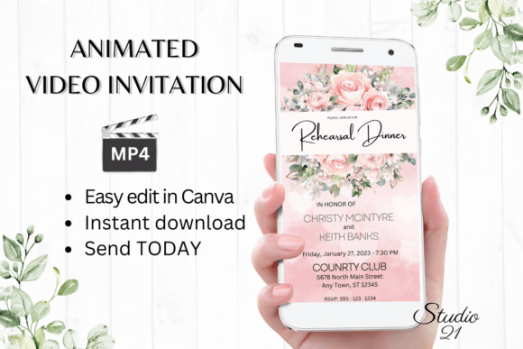 Effortless Elegance: The Pink Roses Rehearsal Dinner Invite
