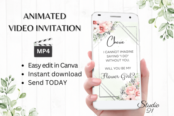 Elegant Invitations with Pink Roses Flower Girl Proposal W3274FG
