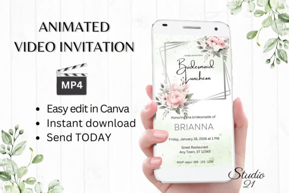 Elegant Pink Roses Bridesmaid Luncheon Invitation Template