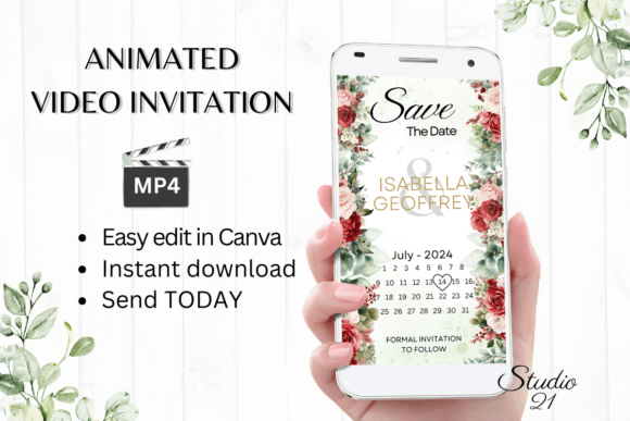 Elevate Your Invitations with Red Roses Save the Date W2244B