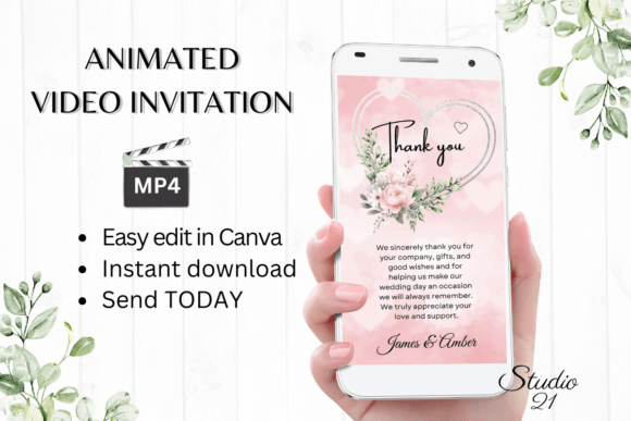 Embrace Elegance: The Pink Roses Wedding Thank You W9279TU