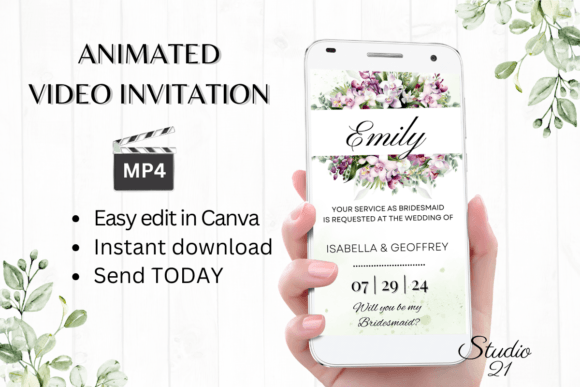 Orchids Bridesmaid Proposal W3456M: A Modern Script for Elegant Invitations