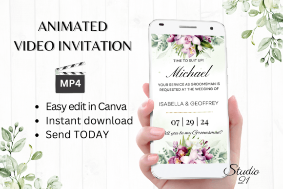 Orchids Groomsman Proposal W3458GM: A Premium Digital Template for Modern Invitations