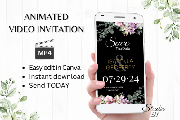 Orchids Save the Date Invite W2453: Effortless Digital Elegance