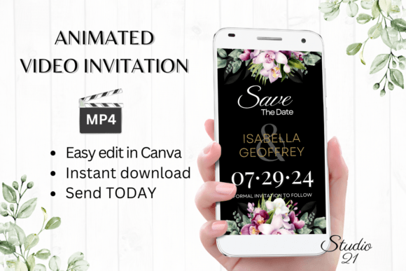 Orchids Save the Date Invite W2459: A Digital Evite Template