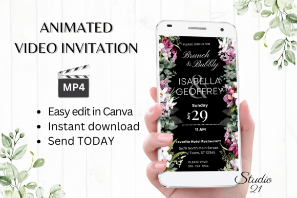 Orchids Wedding Brunch Invite W9455: A Fresh Take on Floral Elegance
