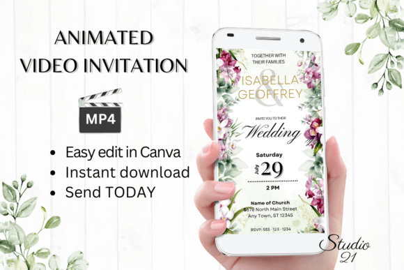 Orchids Wedding Invitation W8454: Your Animated Digital Solution