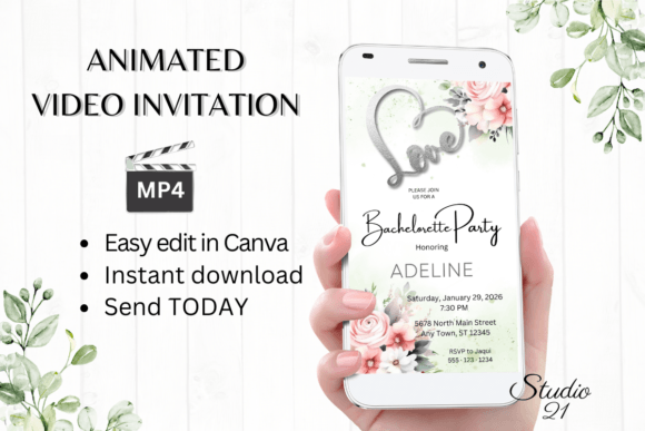 Pink Rose Bachelorette Party Evite W6270: Your Animated Template Guide