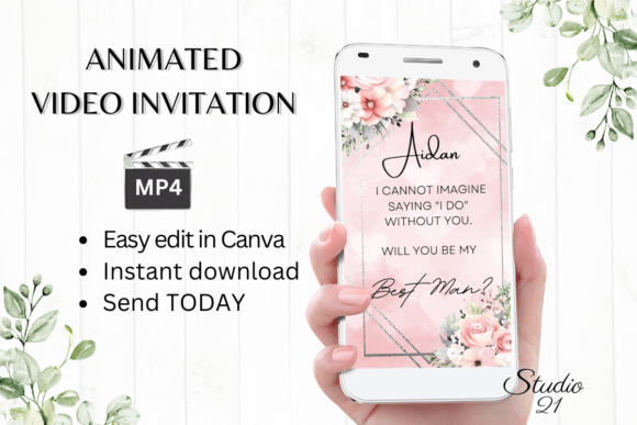 Pink Roses Best Man Proposal W3275BM
