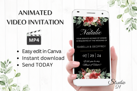 Red Rose Maid of Honor Proposal W3449MH: A Digital Elegance