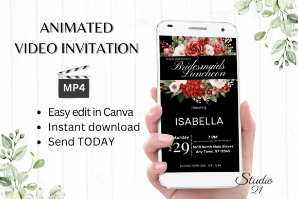 Red Roses Bridesmaid Luncheon W4447BL: A Font for Romantic Design Projects