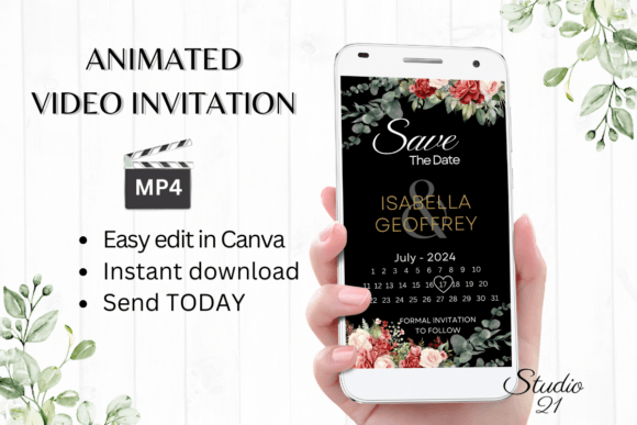Red Roses Save the Date W2243B: Effortless Elegance for Your Invitation